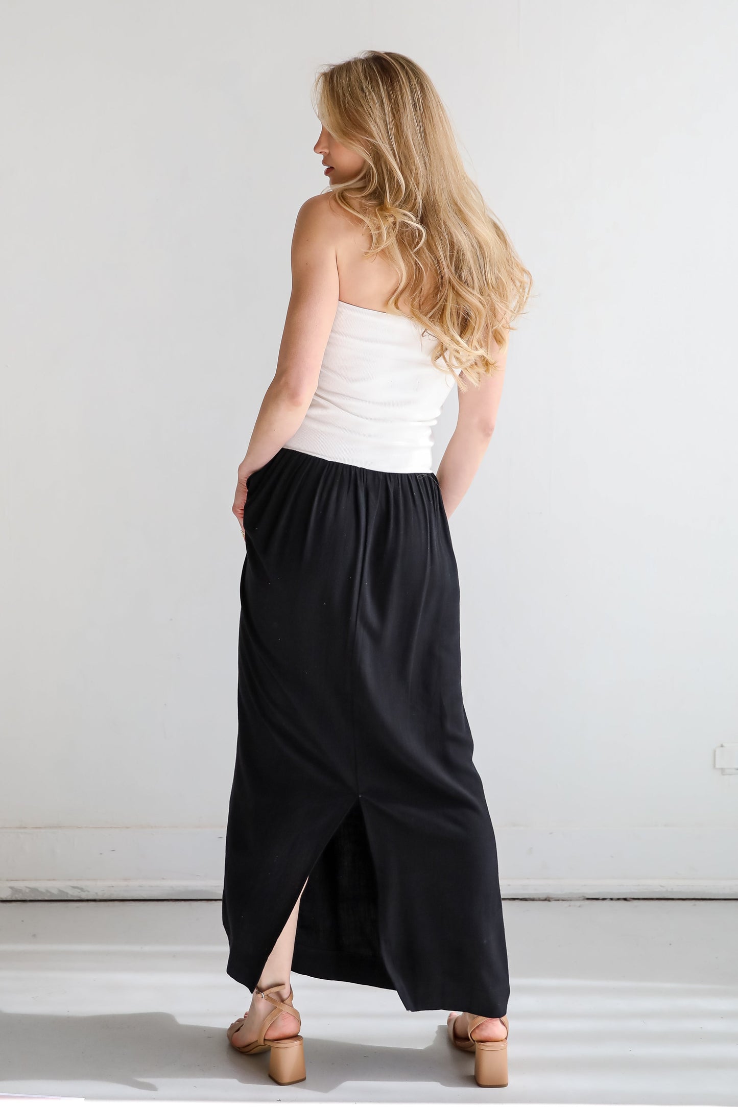 FINAL SALE - Beautifully Chic Black Contrast Strapless Maxi Dress