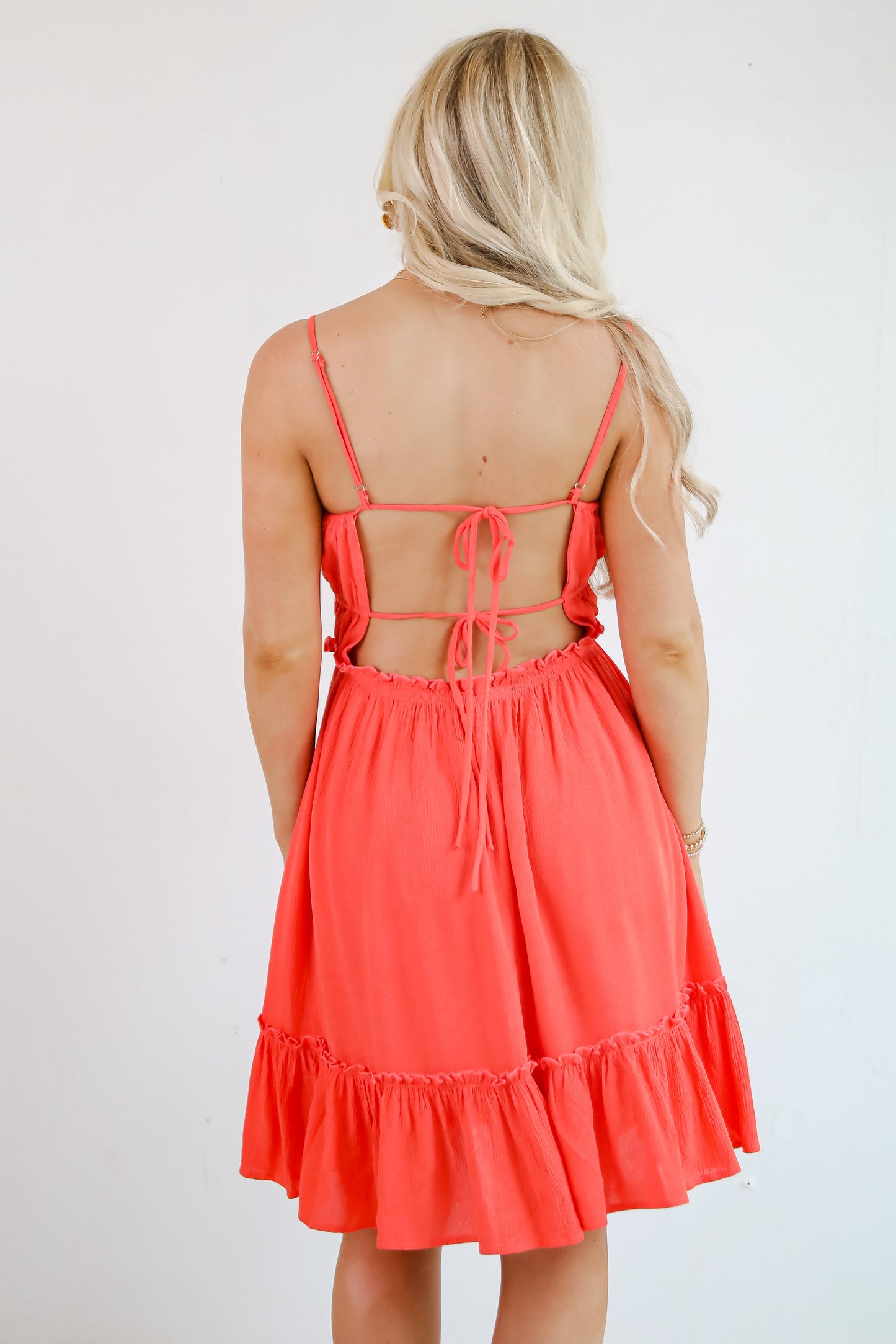 FINAL SALE - Watch The Sunset Coral Mini Dress