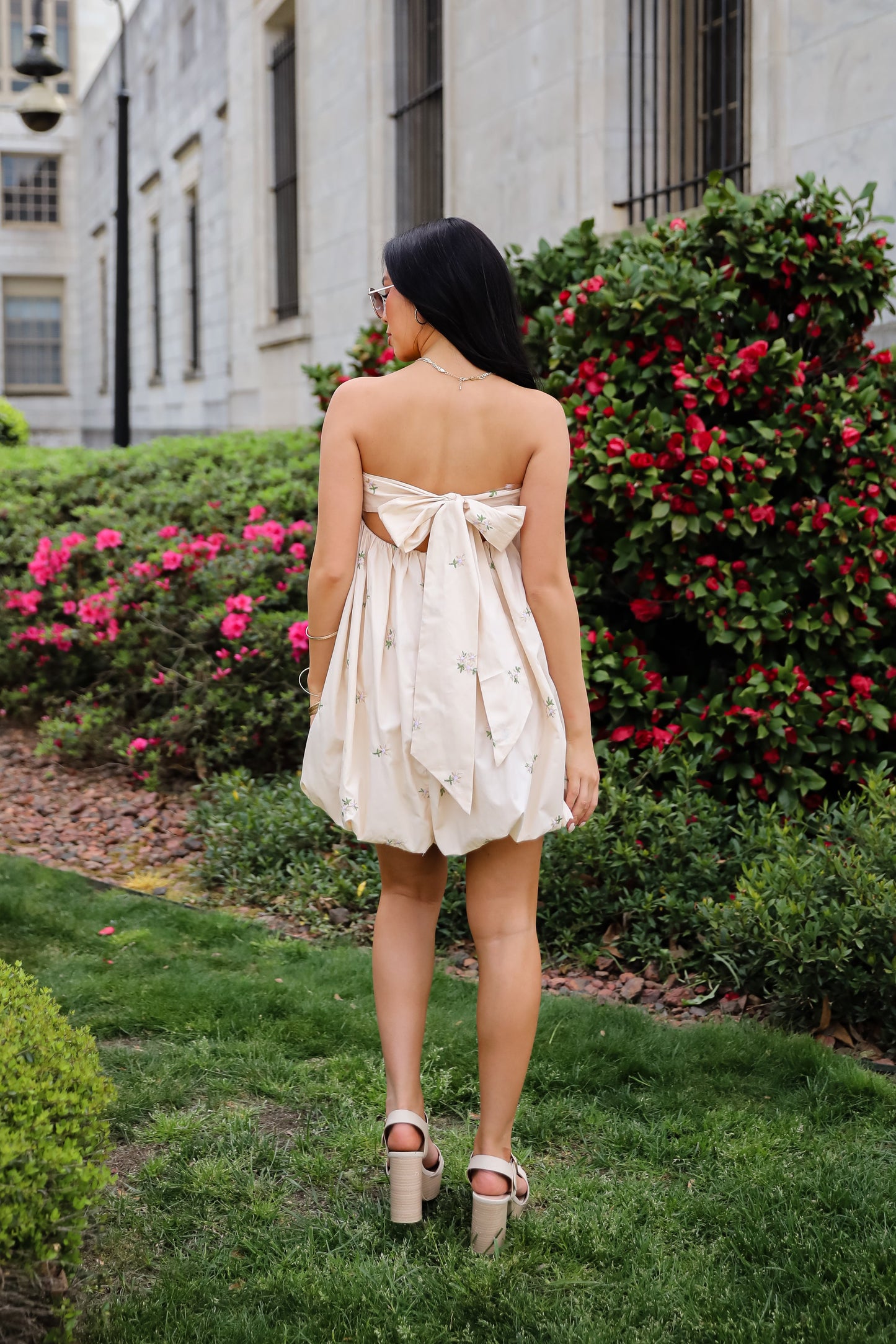 FINAL SALE - Enviable Pick Cream Floral Embroidered Strapless Mini Dress