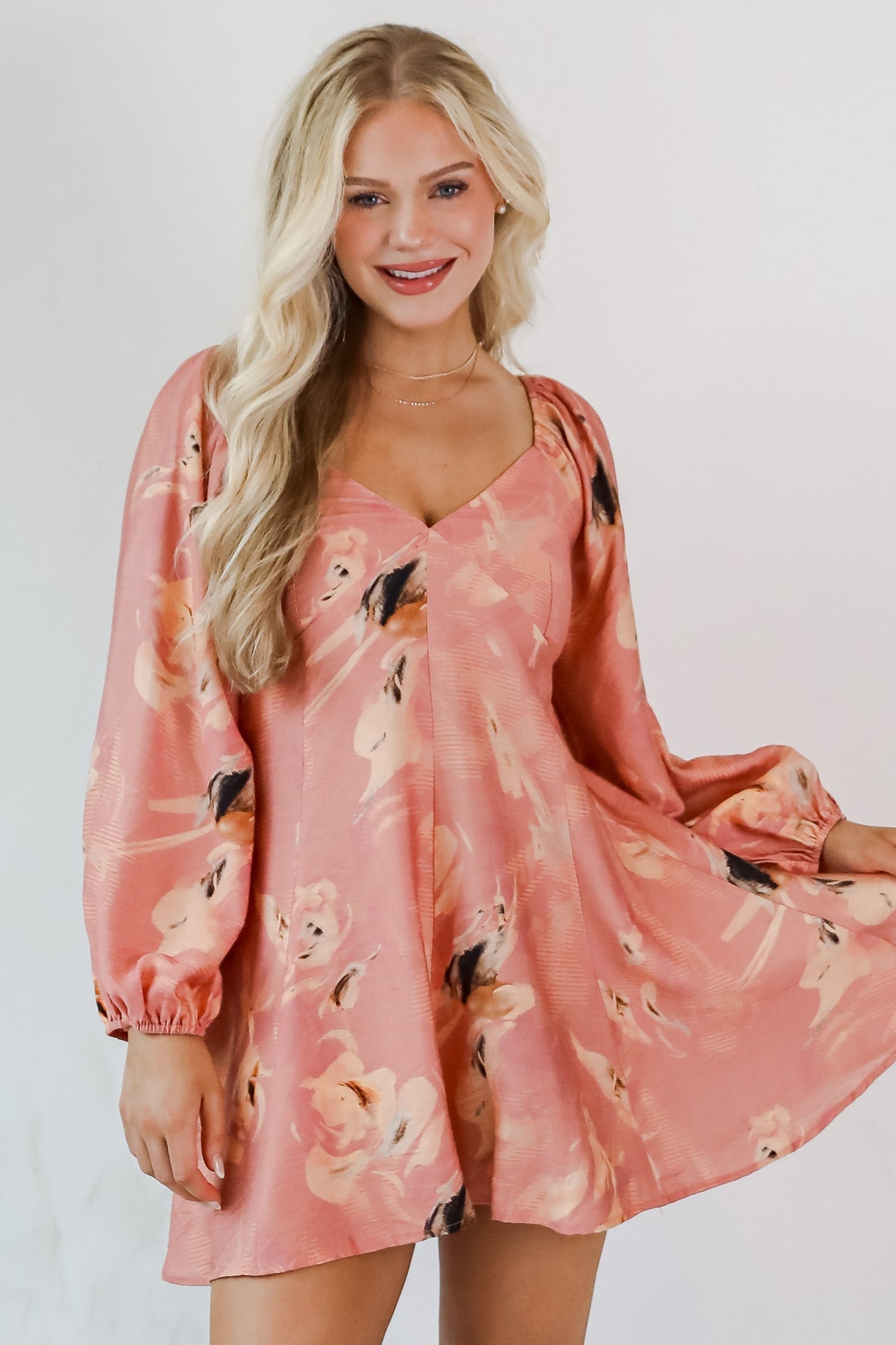 FINAL SALE - Bloom With A View Mauve Floral Mini Dress