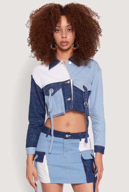 Color Blocked Denim Jacket