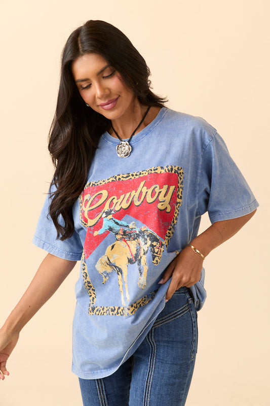 Zutter Cowboy Washed Blue Graphic Tee