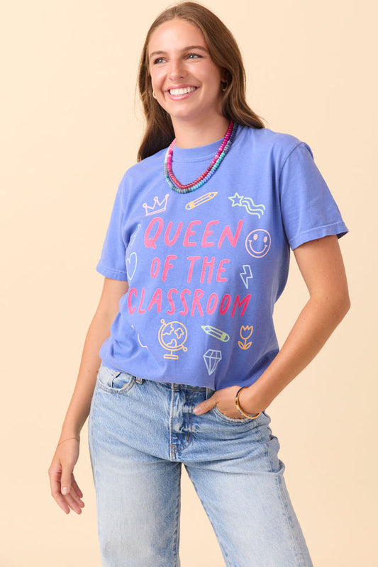 Queen Of The Classroom Blue Graphic Tee SALE