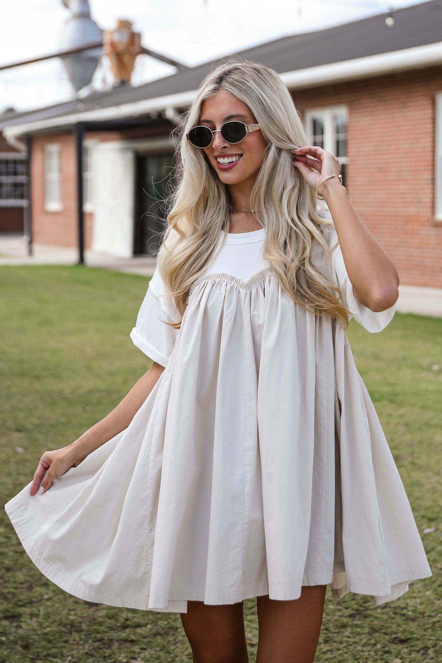 FINAL SALE - Sweeter Vibes White Contrast Babydoll Mini Dress