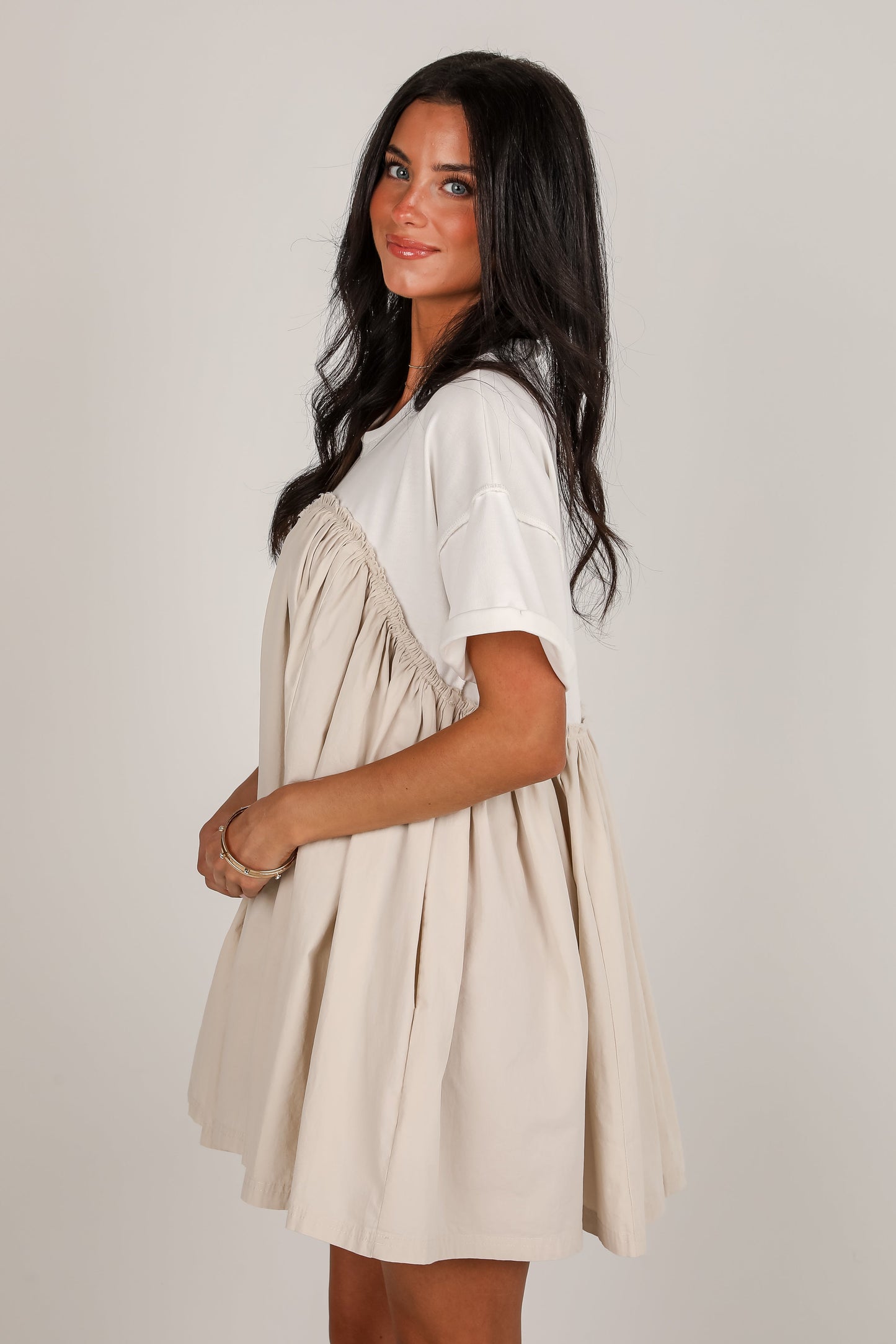 FINAL SALE - Sweeter Vibes White Contrast Babydoll Mini Dress