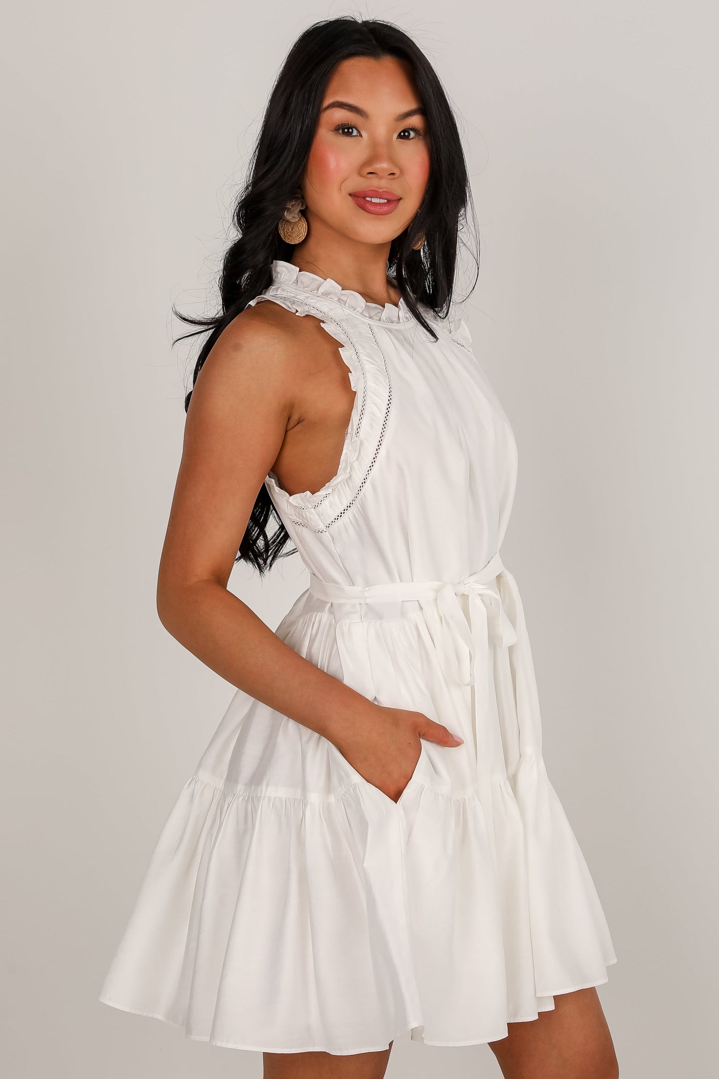 FINAL SALE - Running To You White Tiered Mini Dress